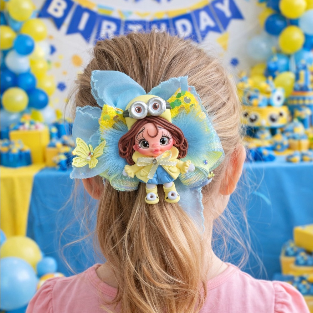 Blue and Yellow Kids Hair Accessory with Doll
